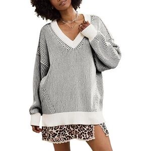 Aerie Black and White V-Neck Sweater